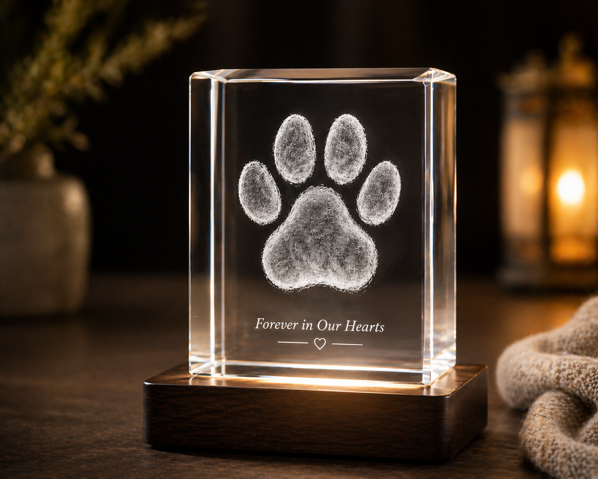 Pet memorial crystal